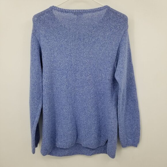 J. Jill Blue Knit Women's Long Sleeved Sweater Medium Missy Coastal Minimalist - Picture 3 of 12